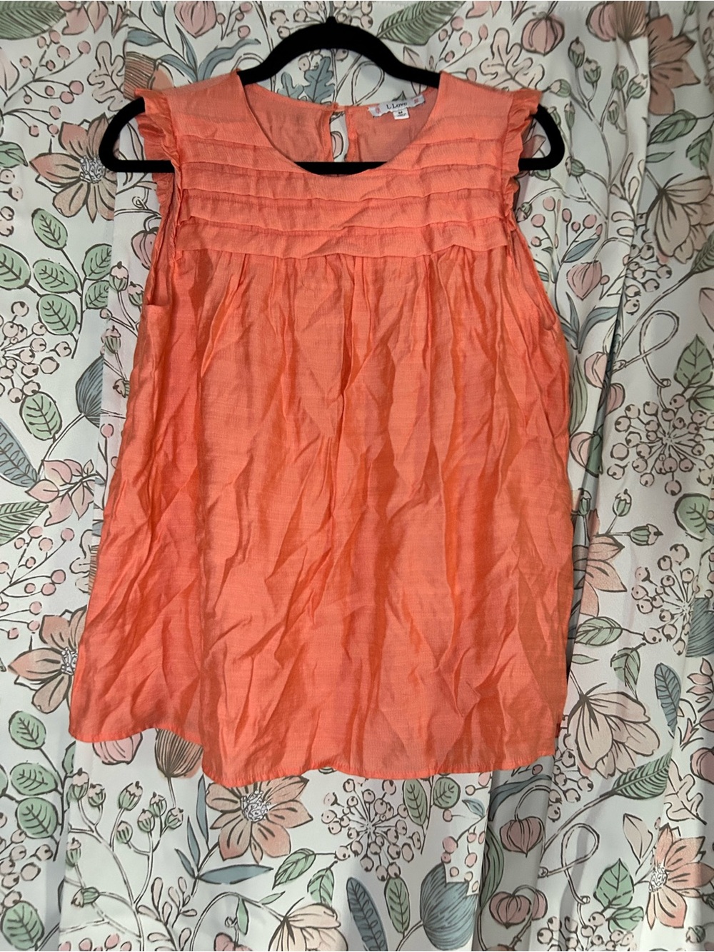 Women’s Coral Sleeveless Ruffle Yoke Camisole